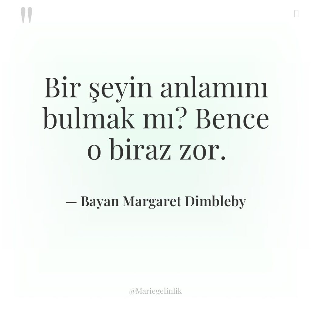 Bir şeyin anlamını bulmak mı? Bence o biraz zor.