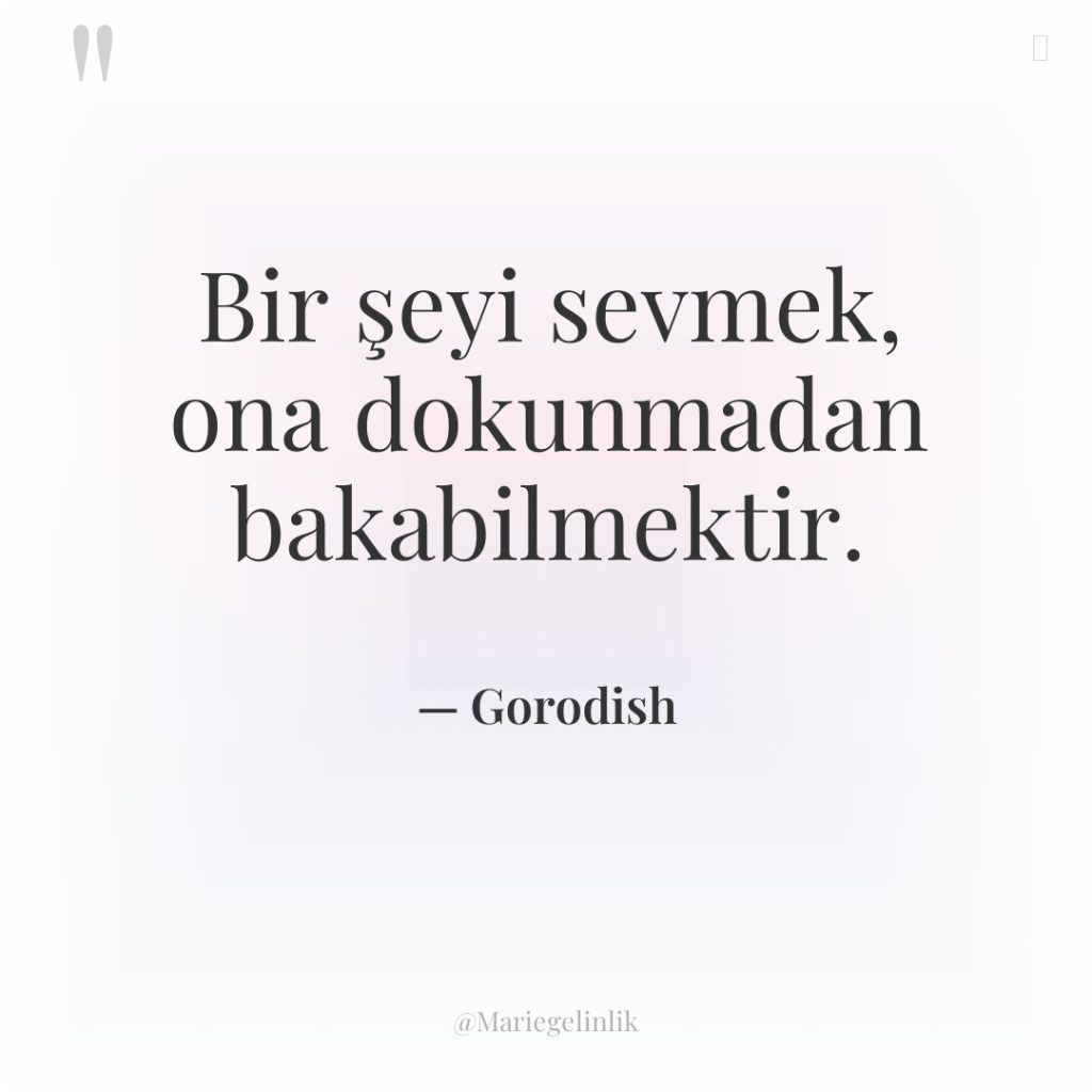 Bir şeyi sevmek, ona dokunmadan bakabilmektir.