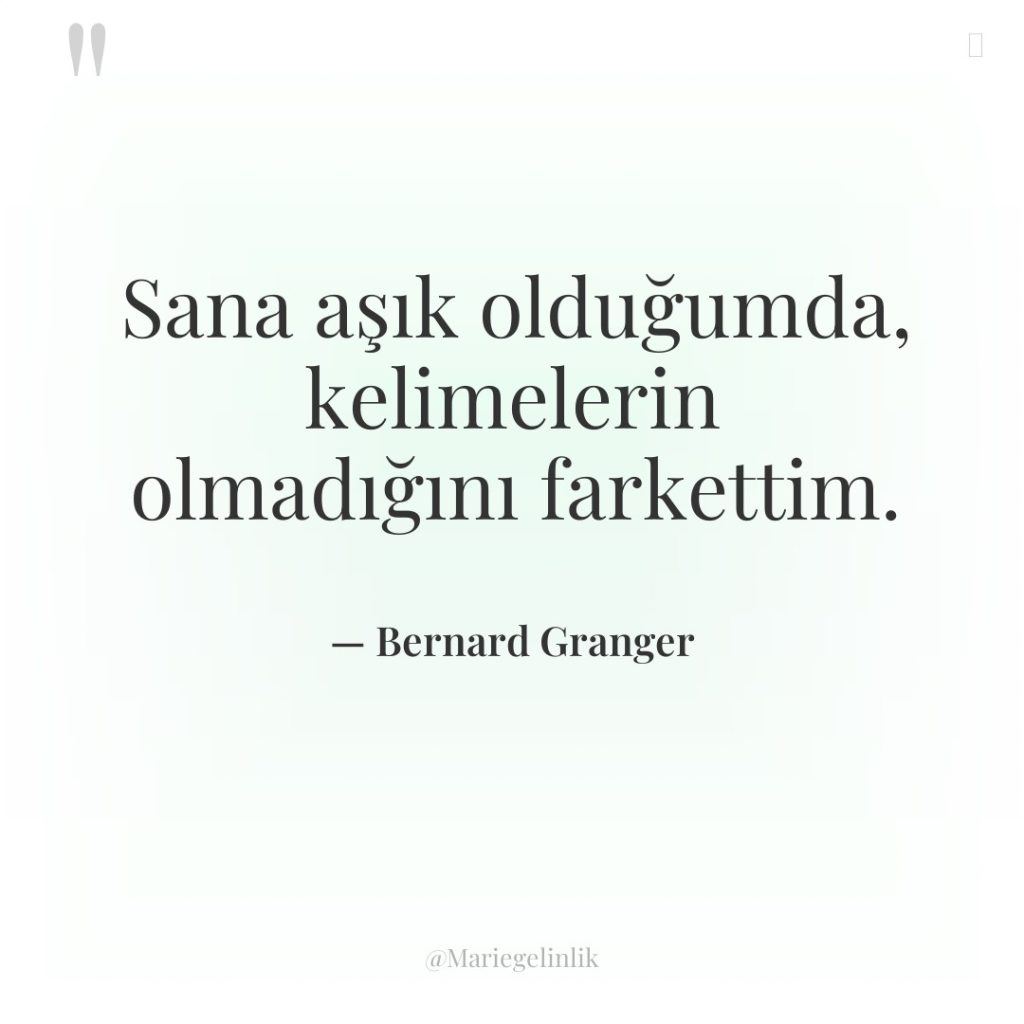 Sana aşık olduğumda, kelimelerin olmadığını farkettim.