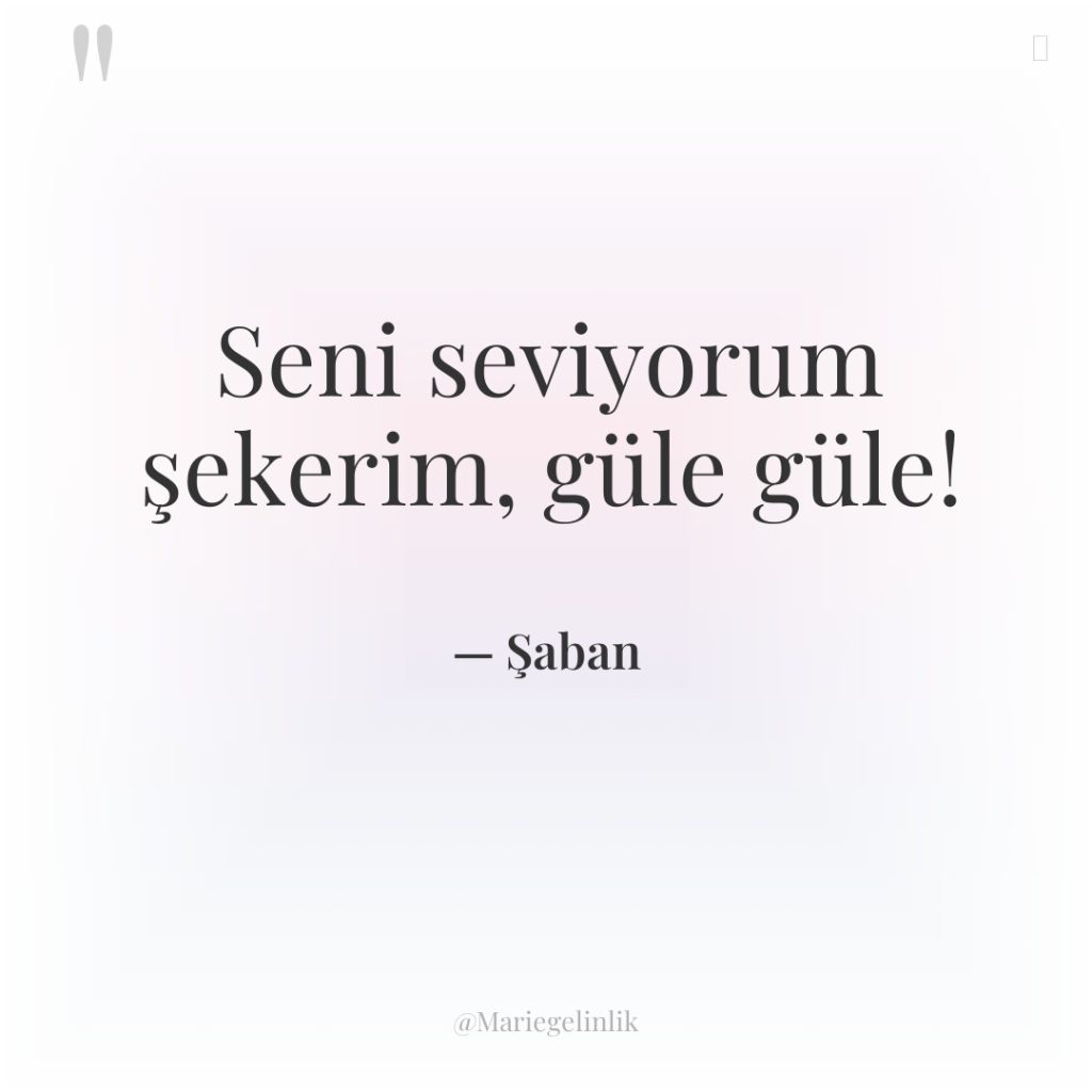 Seni seviyorum şekerim, güle güle!