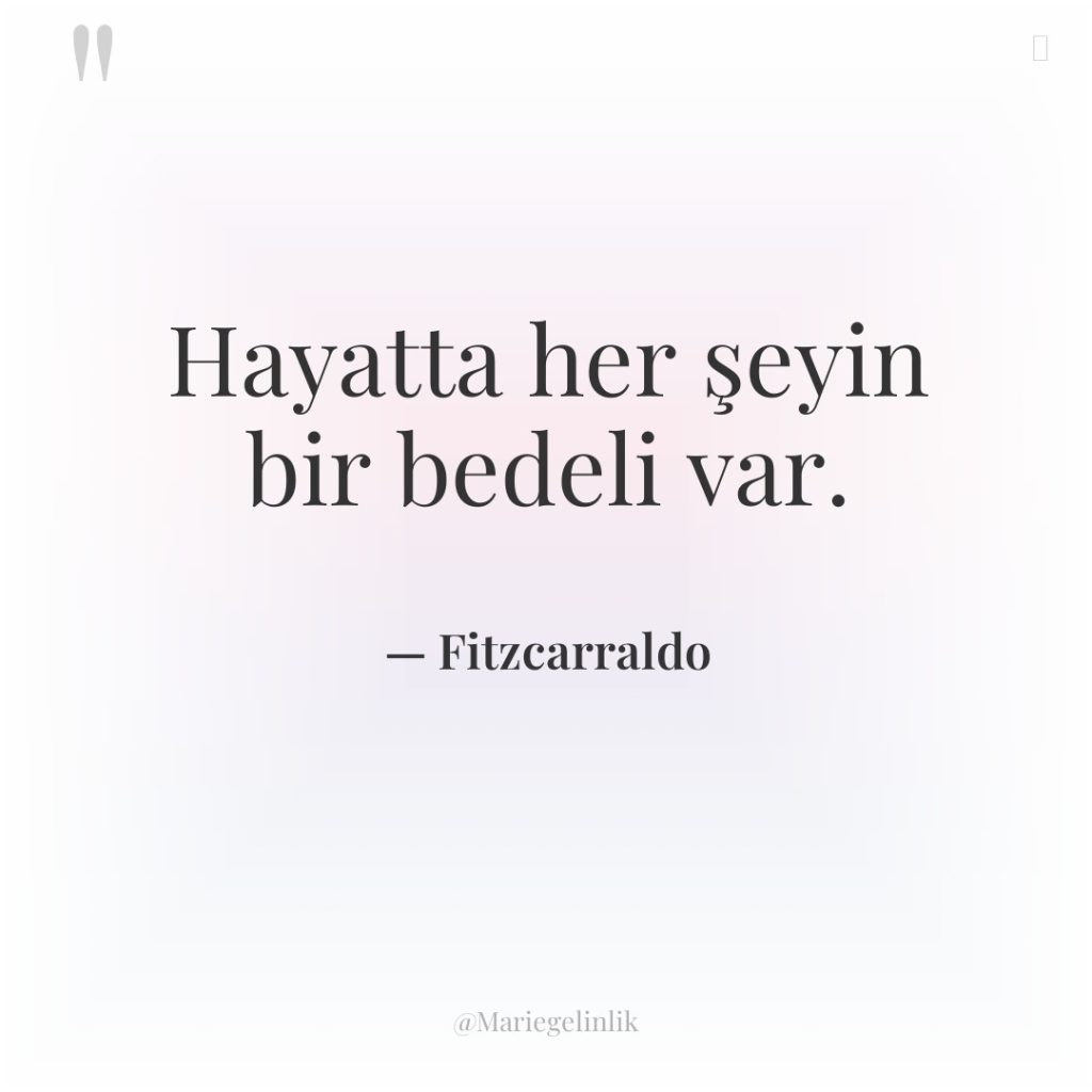 Hayatta her şeyin bir bedeli var.