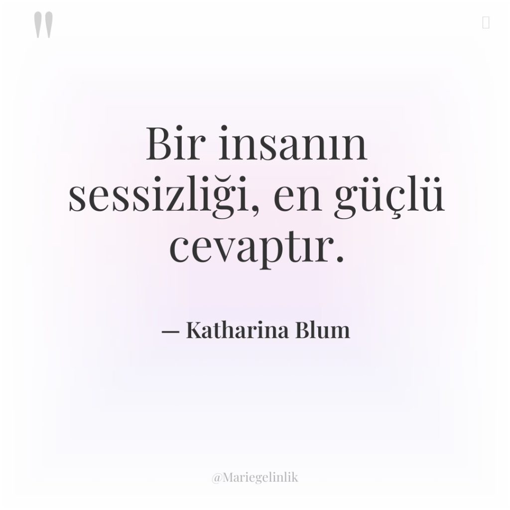 Bir insanın sessizliği, en güçlü cevaptır.