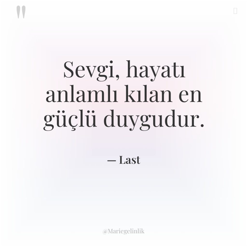 Sevgi, hayatı anlamlı kılan en güçlü duygudur.