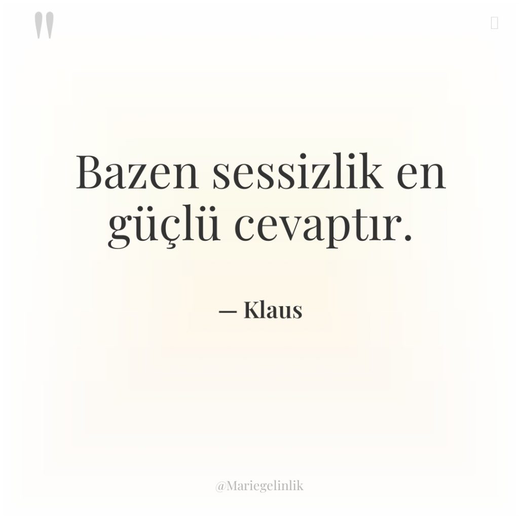 Bazen sessizlik en güçlü cevaptır.