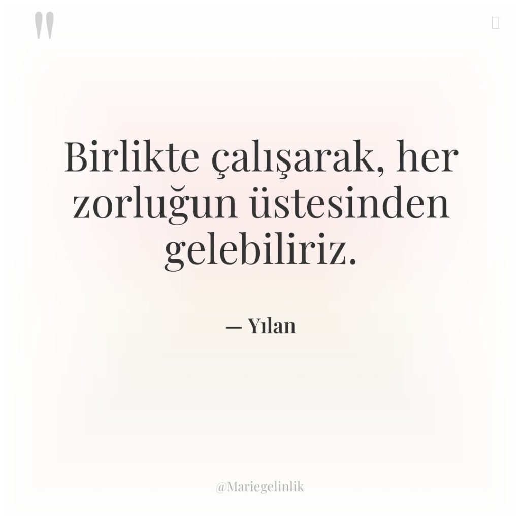 Birlikte çalışarak, her zorluğun üstesinden gelebiliriz.