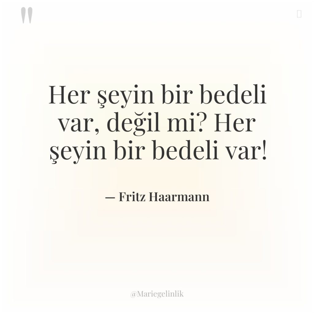 Her şeyin bir bedeli var, değil mi? Her şeyin bir…