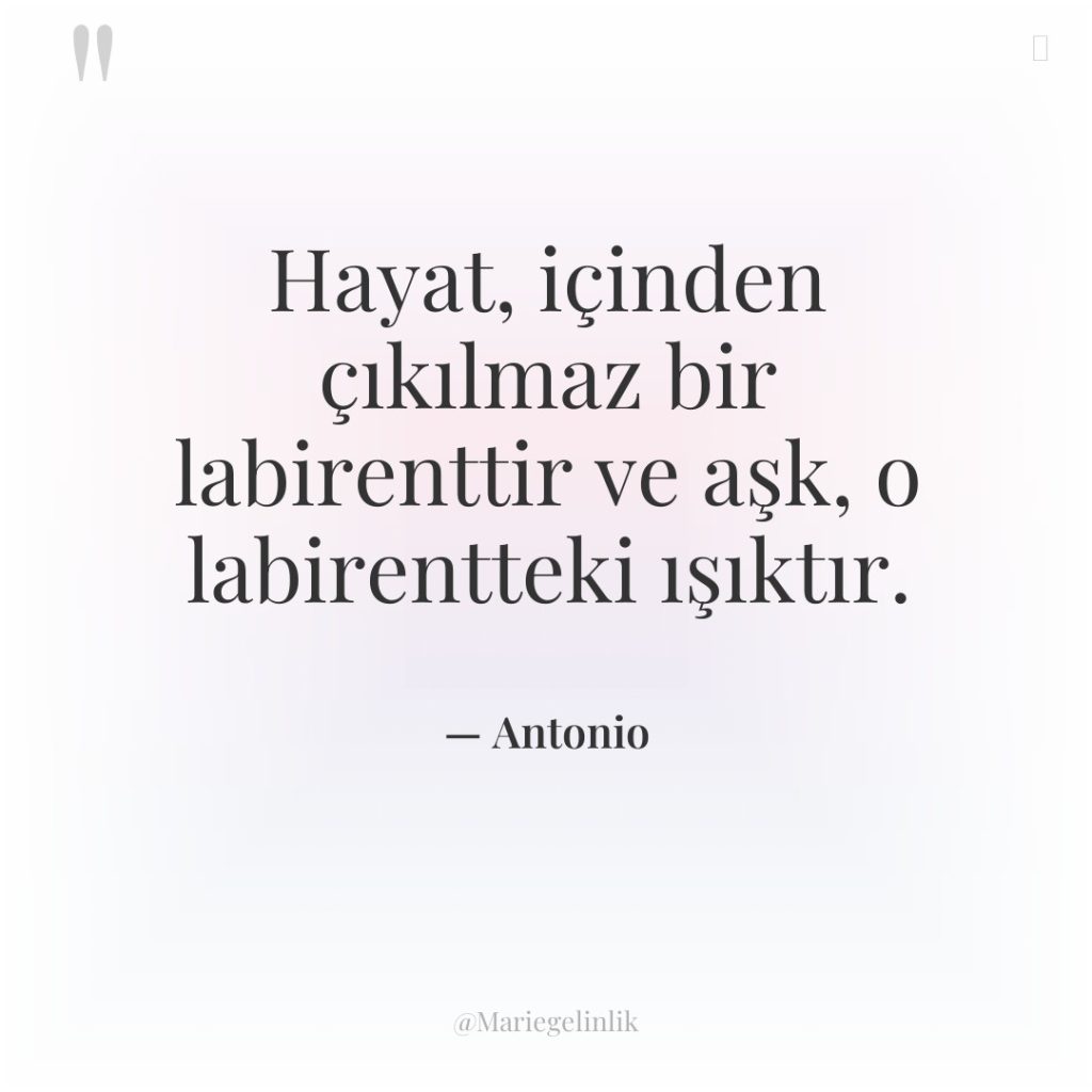 Hayat, içinden çıkılmaz bir labirenttir ve aşk, o labirentteki ışıktır.