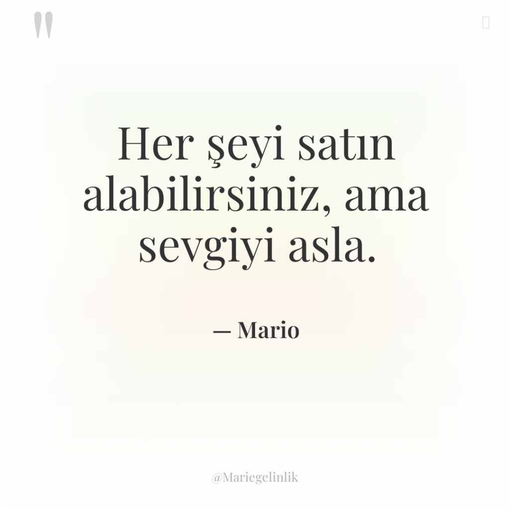 Her şeyi satın alabilirsiniz, ama sevgiyi asla.