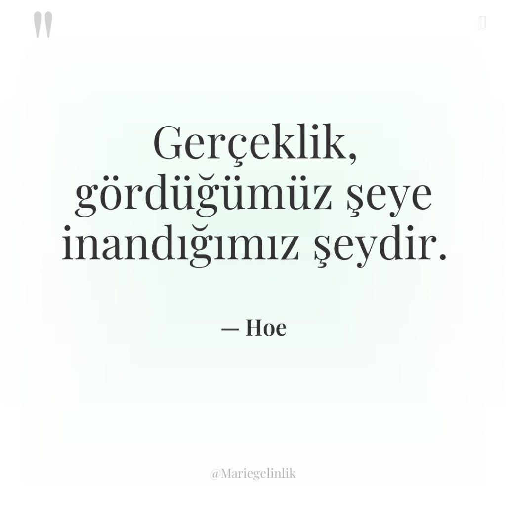 Gerçeklik, gördüğümüz şeye inandığımız şeydir.