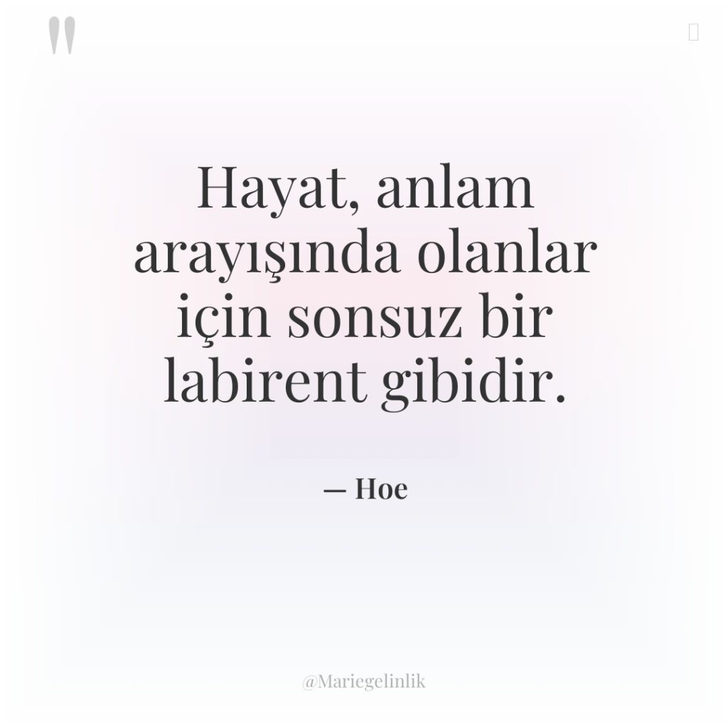 Hayat, anlam arayışında olanlar için sonsuz bir labirent gibidir.