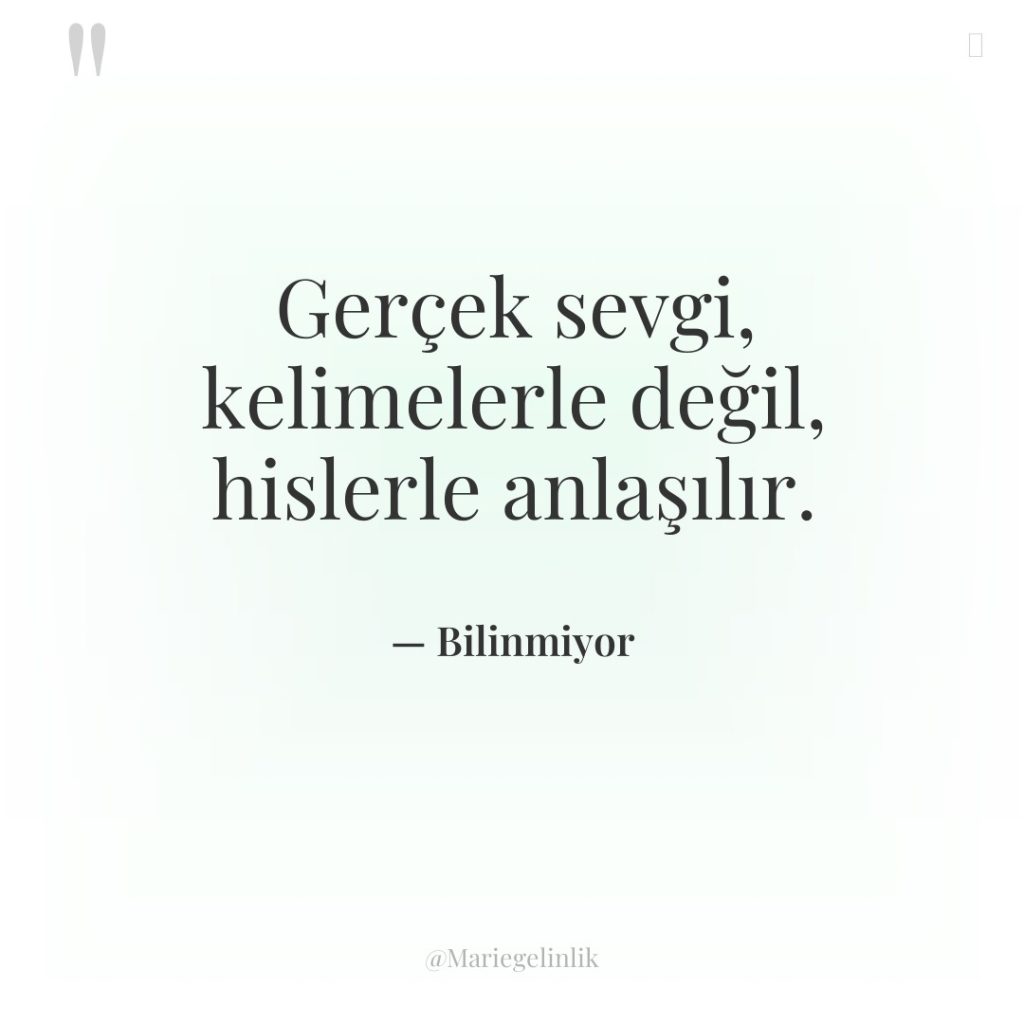 Gerçek sevgi, kelimelerle değil, hislerle anlaşılır.