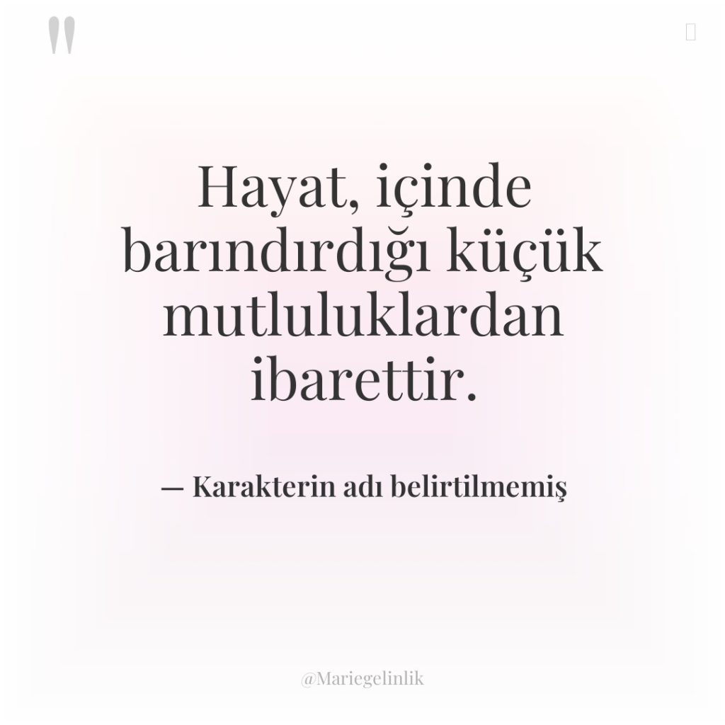 Hayat, içinde barındırdığı küçük mutluluklardan ibarettir.