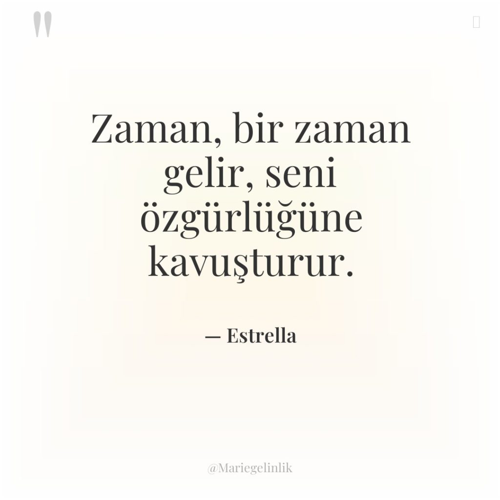 Zaman, bir zaman gelir, seni özgürlüğüne kavuşturur.