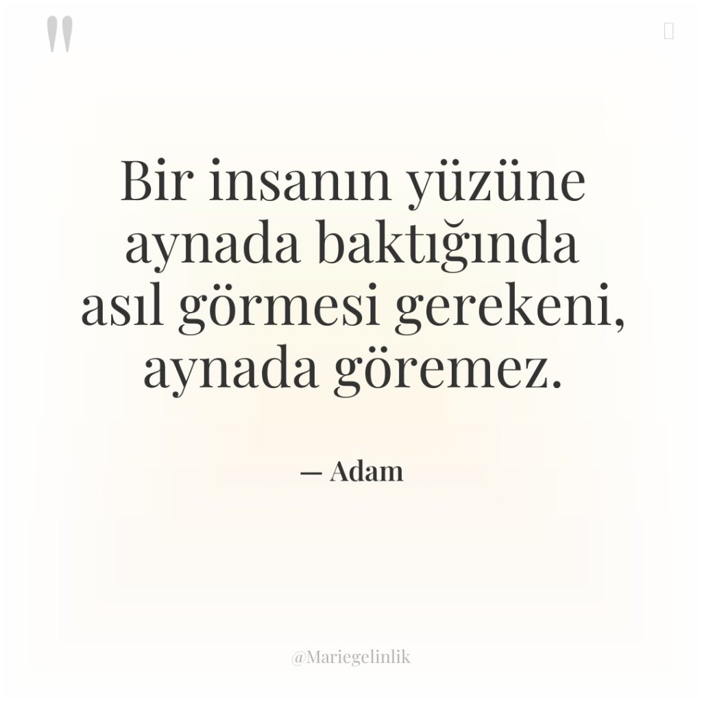 Bir insanın yüzüne aynada baktığında asıl görmesi gerekeni, aynada göremez.