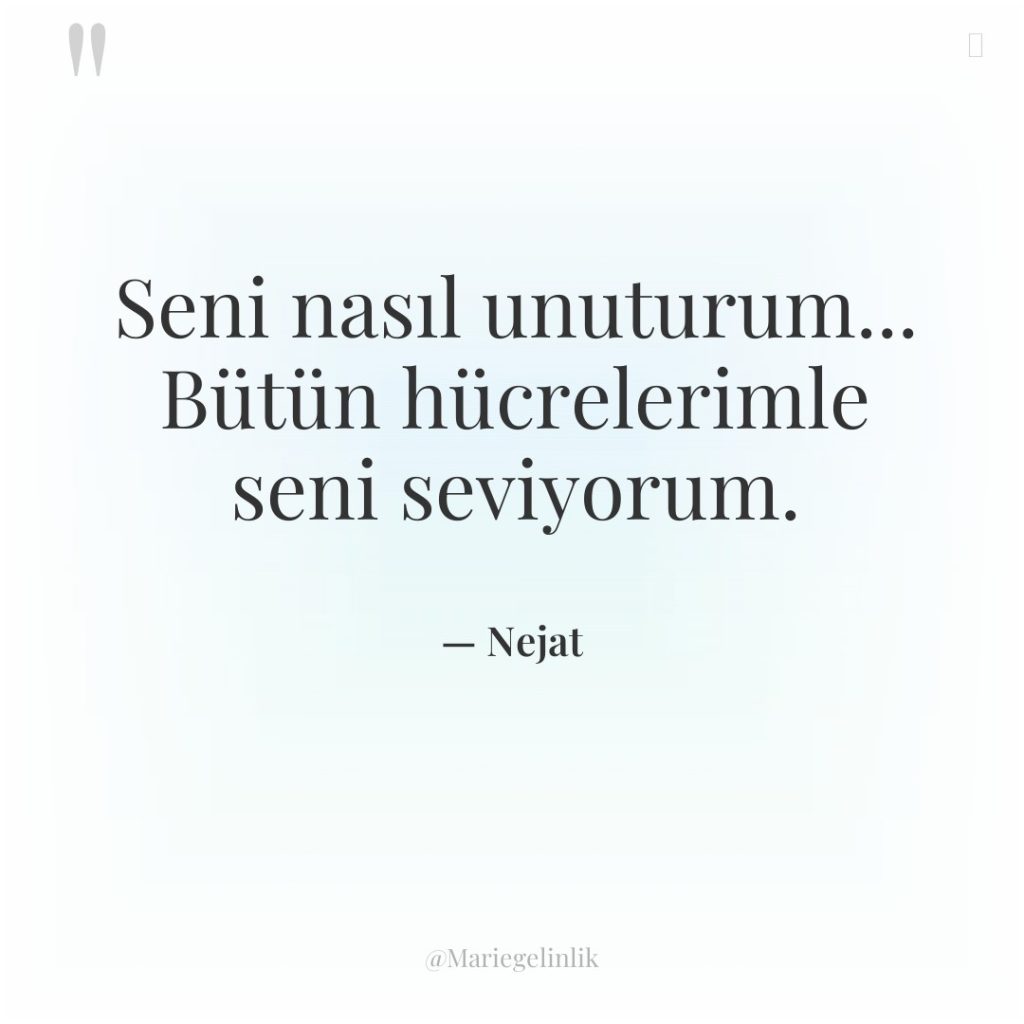 Seni nasıl unuturum… Bütün hücrelerimle seni seviyorum.