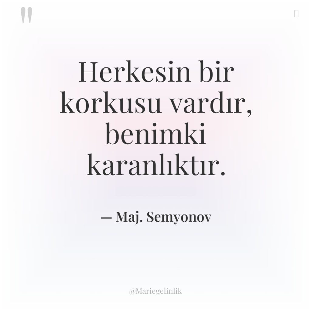 Herkesin bir korkusu vardır, benimki karanlıktır.