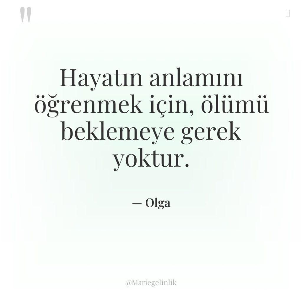 Hayatın anlamını öğrenmek için, ölümü beklemeye gerek yoktur.