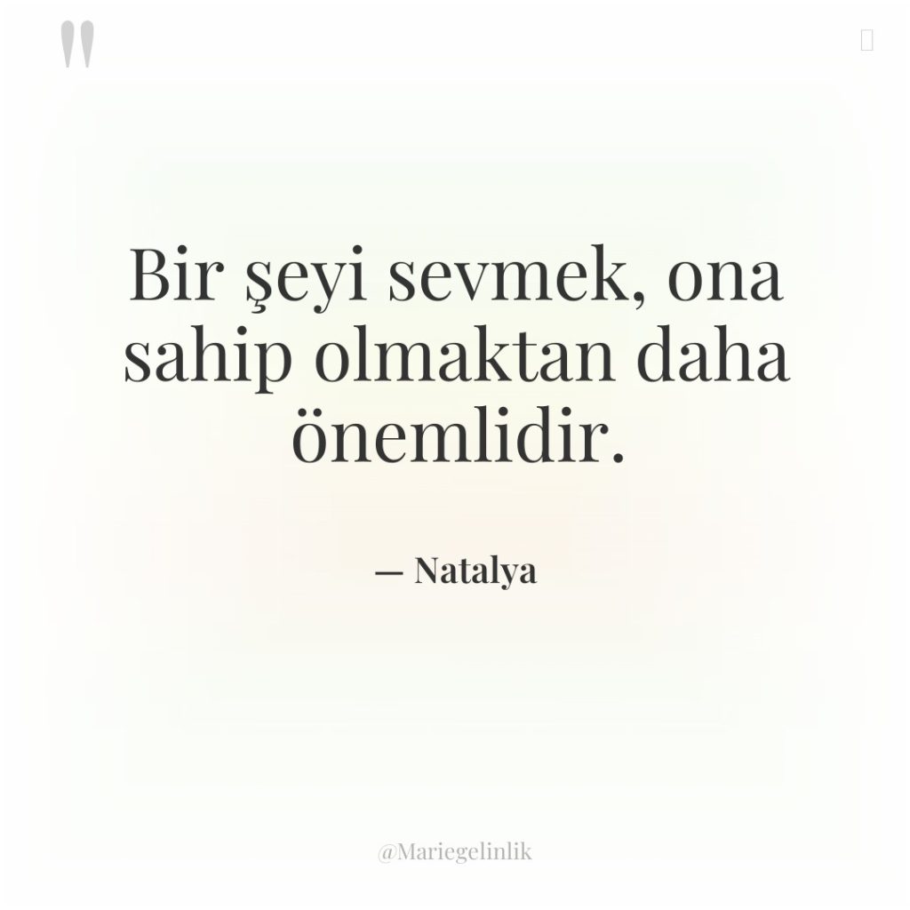 Bir şeyi sevmek, ona sahip olmaktan daha önemlidir.