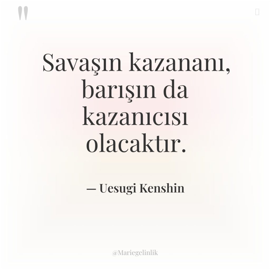 Savaşın kazananı, barışın da kazanıcısı olacaktır.