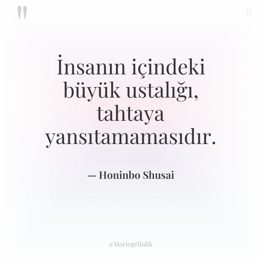 İnsanın içindeki büyük ustalığı, tahtaya yansıtamamasıdır.