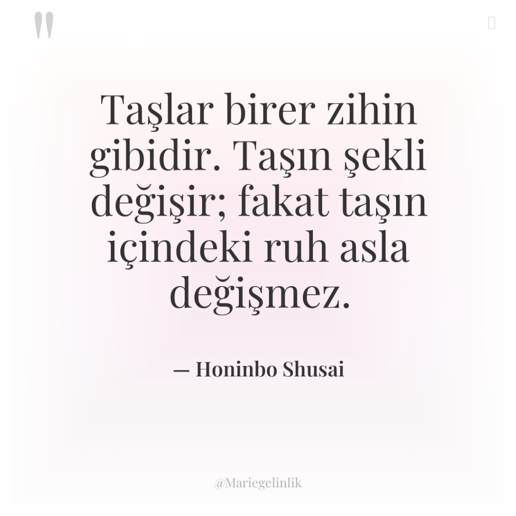 Taşlar birer zihin gibidir. Taşın şekli değişir; fakat taşın içindeki…