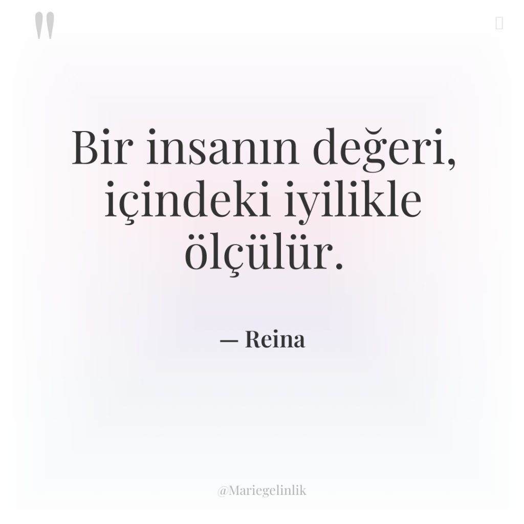 Bir insanın değeri, içindeki iyilikle ölçülür.