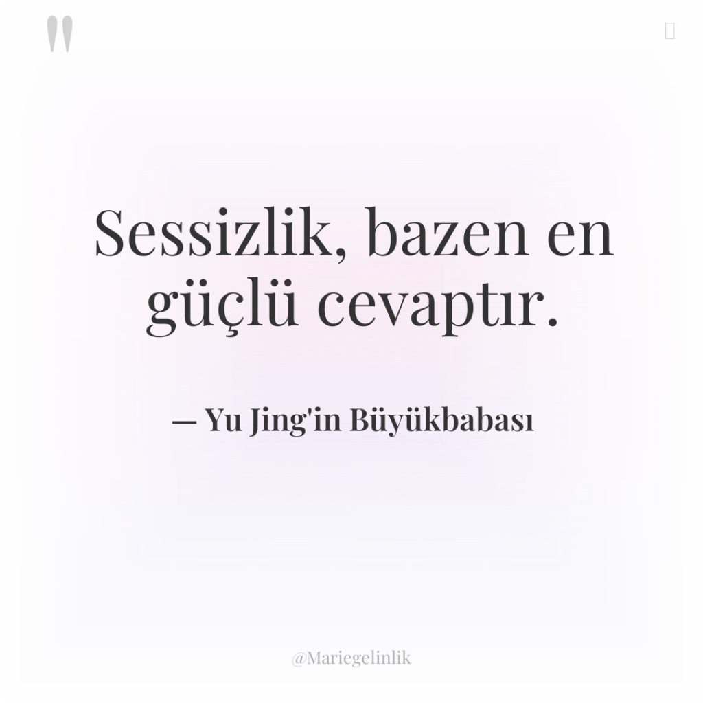 Sessizlik, bazen en güçlü cevaptır.