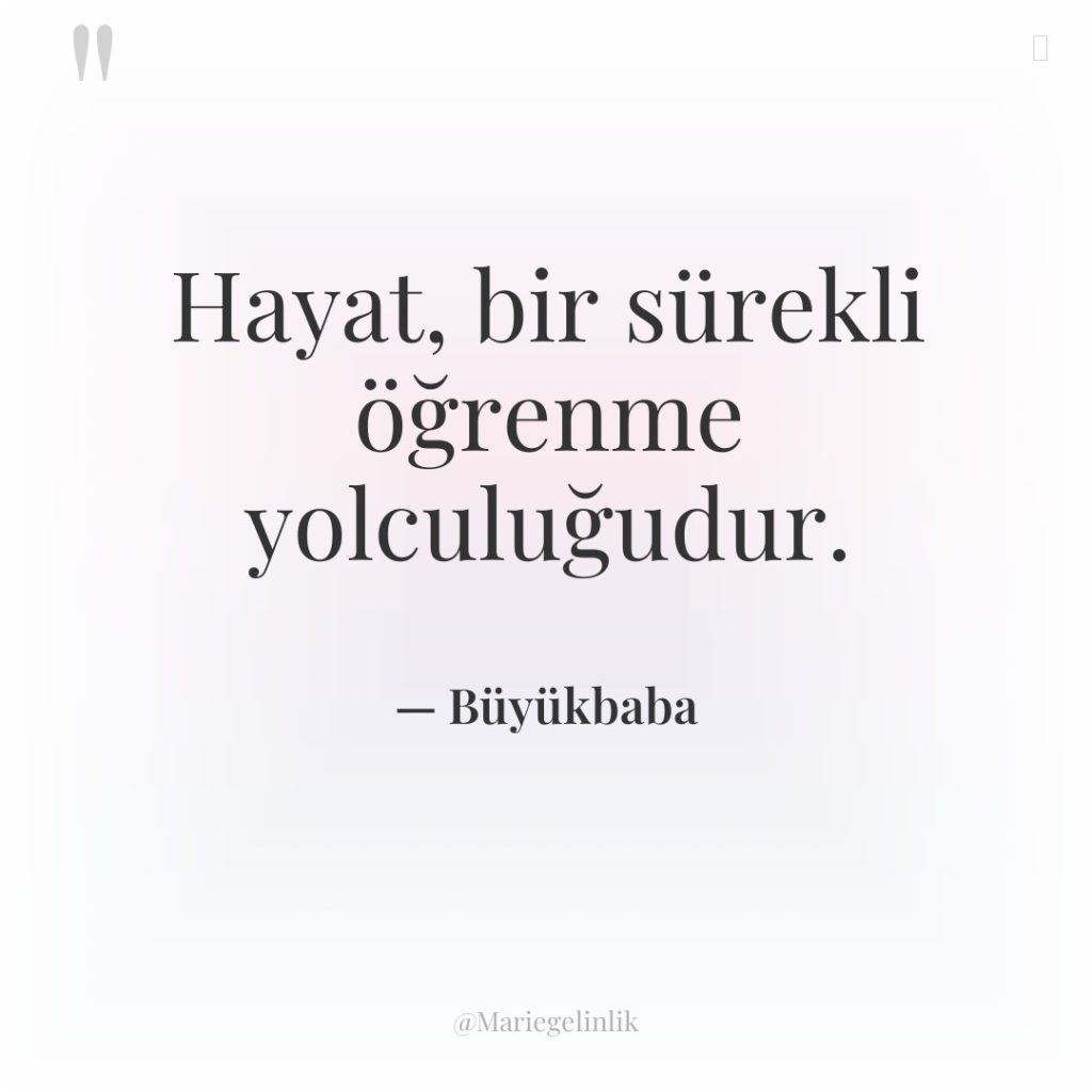 Hayat, bir sürekli öğrenme yolculuğudur.