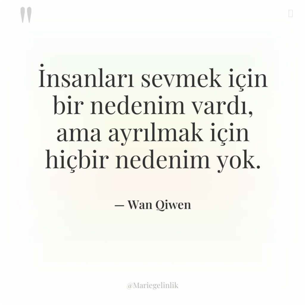 İnsanları sevmek için bir nedenim vardı, ama ayrılmak için hiçbir…