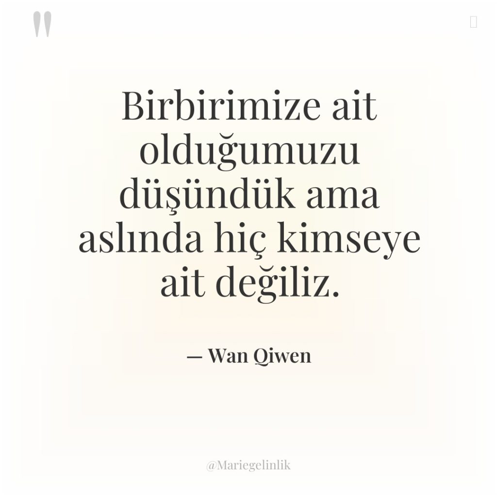 Birbirimize ait olduğumuzu düşündük ama aslında hiç kimseye ait değiliz.