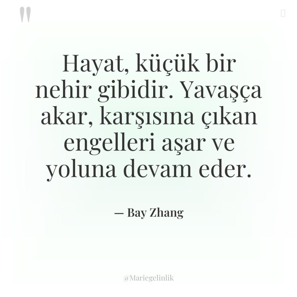 Hayat, küçük bir nehir gibidir. Yavaşça akar, karşısına çıkan engelleri…