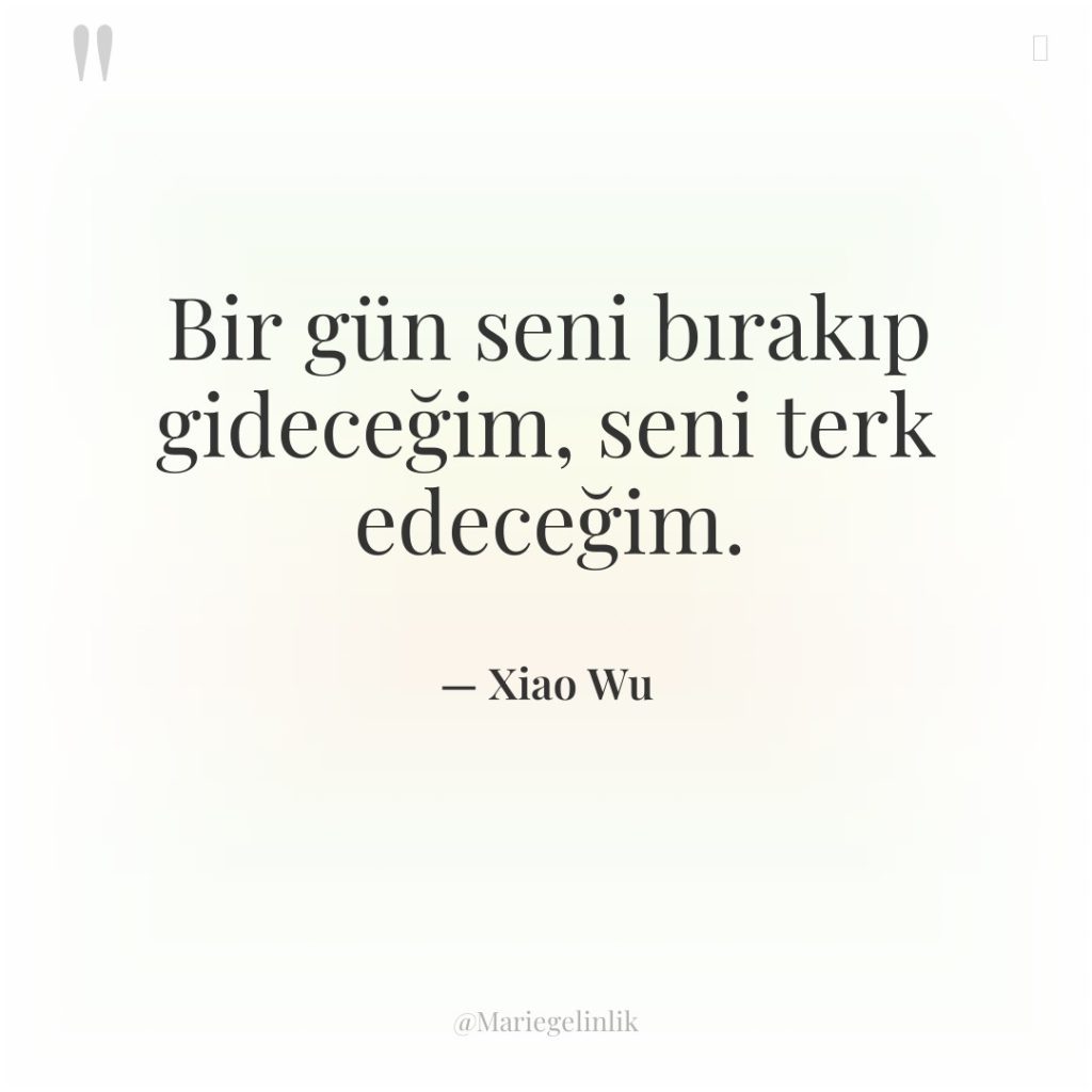 Bir gün seni bırakıp gideceğim, seni terk edeceğim.