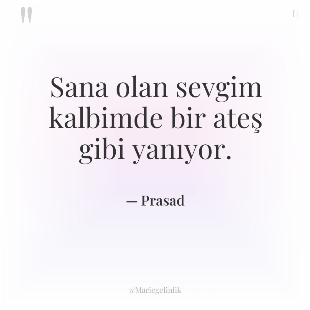 Sana olan sevgim kalbimde bir ateş gibi yanıyor.