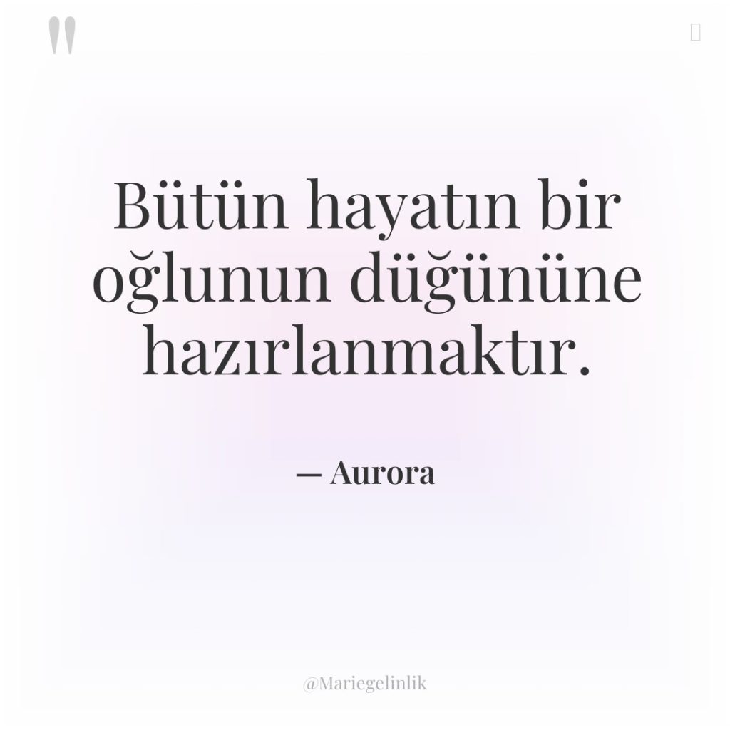 Bütün hayatın bir oğlunun düğününe hazırlanmaktır.