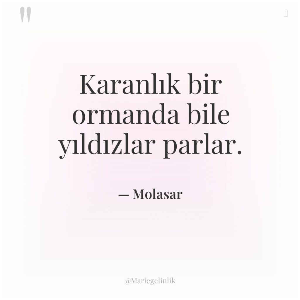 Karanlık bir ormanda bile yıldızlar parlar.