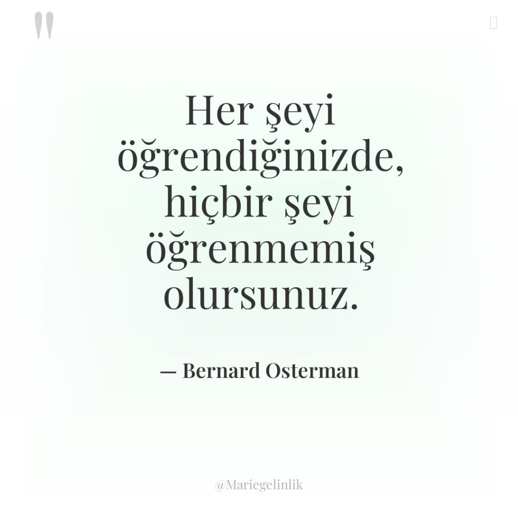 Her şeyi öğrendiğinizde, hiçbir şeyi öğrenmemiş olursunuz.