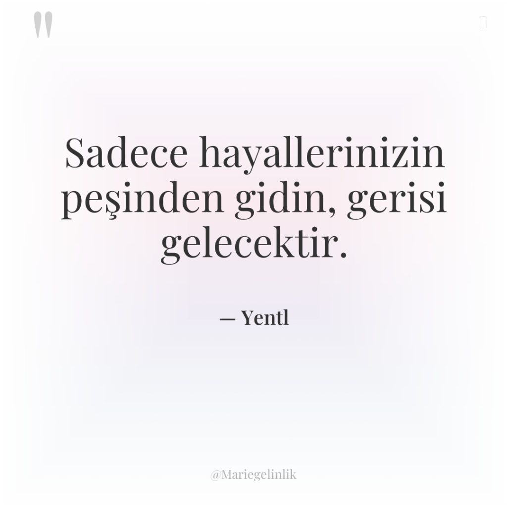 Sadece hayallerinizin peşinden gidin, gerisi gelecektir.