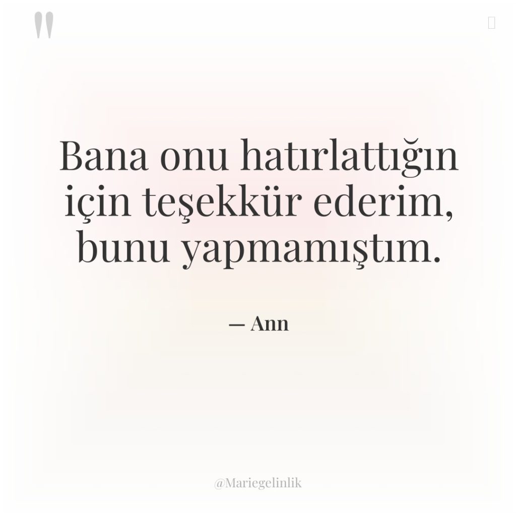 Bana onu hatırlattığın için teşekkür ederim, bunu yapmamıştım.