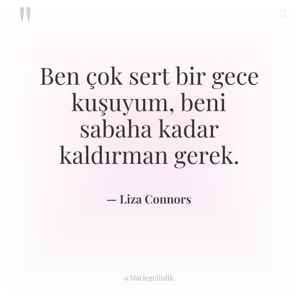 Ben çok sert bir gece kuşuyum, beni sabaha kadar kaldırman…