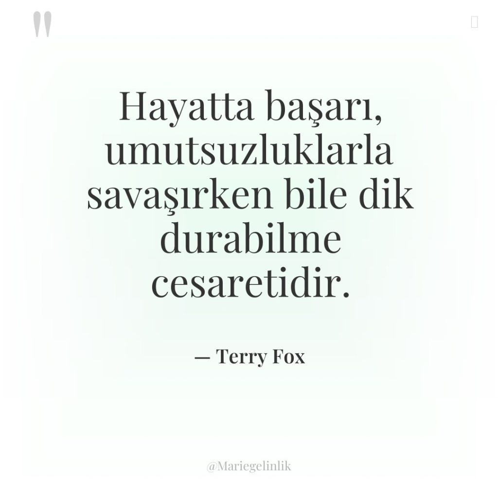 Hayatta başarı, umutsuzluklarla savaşırken bile dik durabilme cesaretidir.