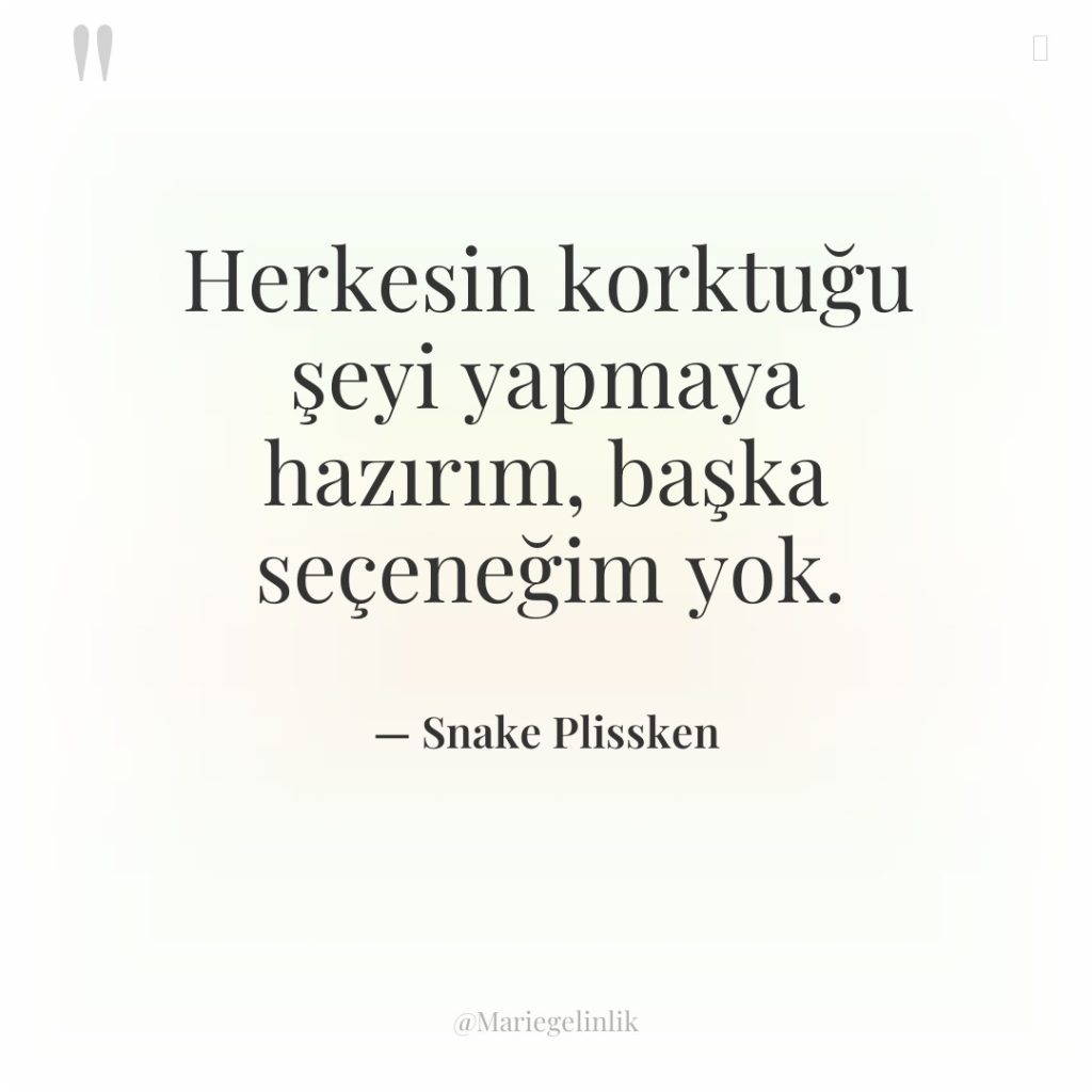 Herkesin korktuğu şeyi yapmaya hazırım, başka seçeneğim yok.