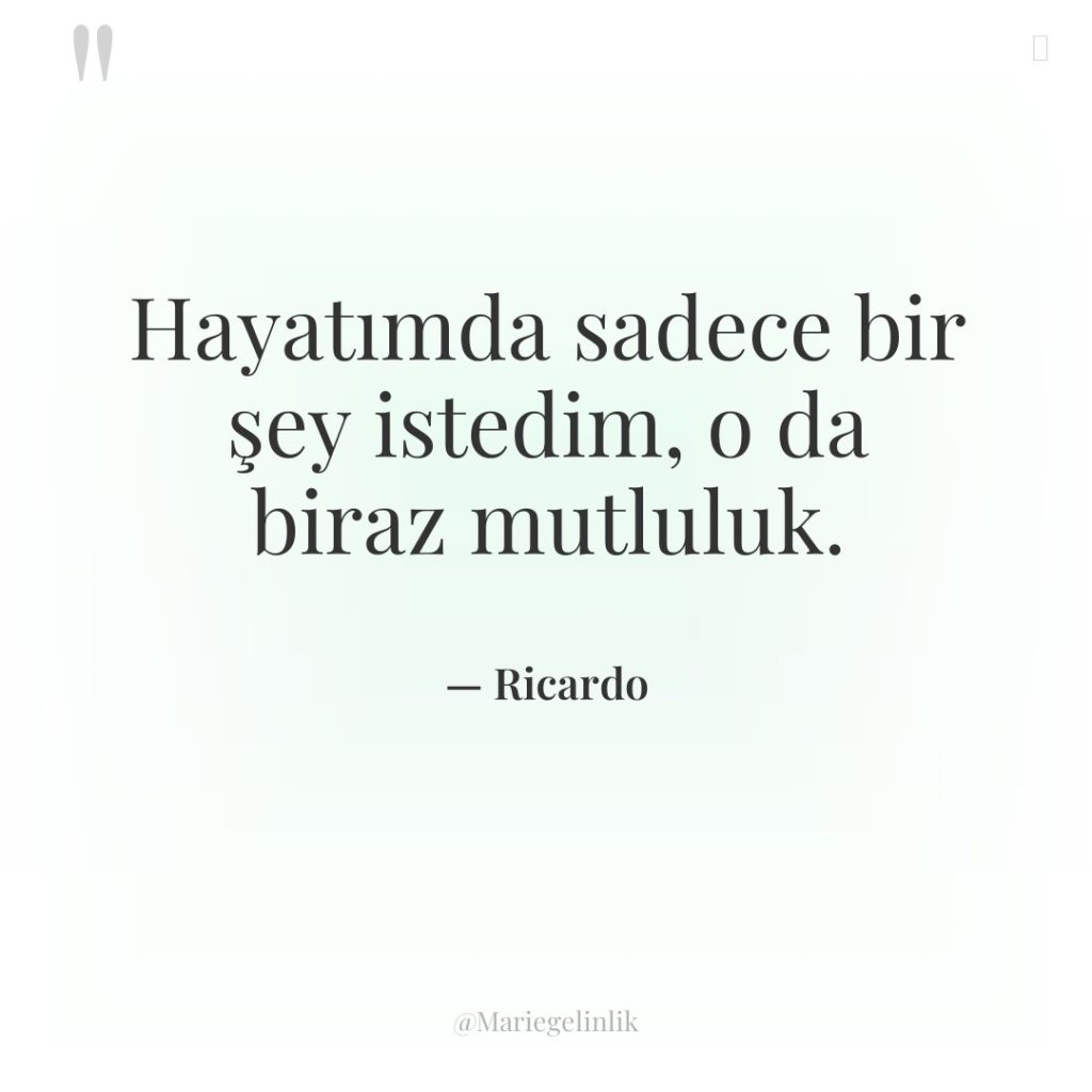 Hayatımda sadece bir şey istedim, o da biraz mutluluk.