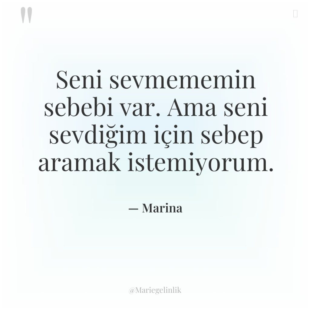 Seni sevmememin sebebi var. Ama seni sevdiğim için sebep aramak…