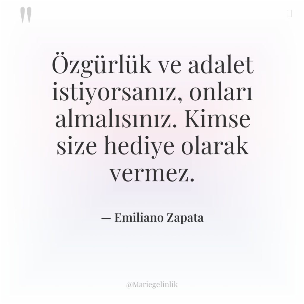 Özgürlük ve adalet istiyorsanız, onları almalısınız. Kimse size hediye olarak…