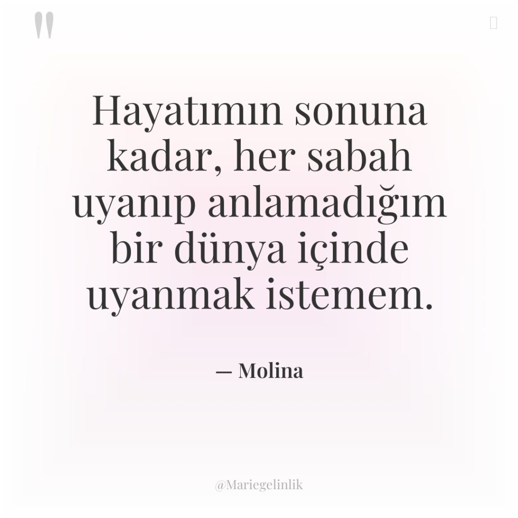 Hayatımın sonuna kadar, her sabah uyanıp anlamadığım bir dünya içinde…
