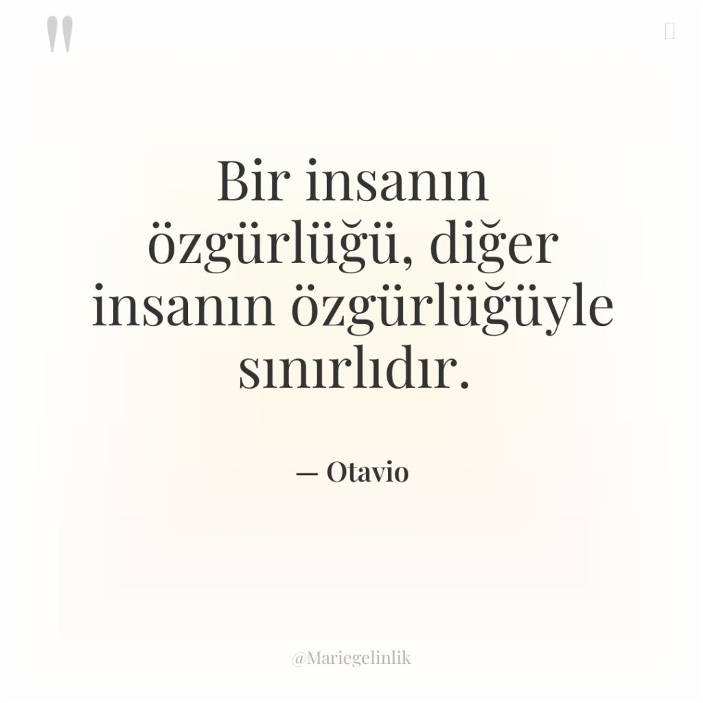 Bir insanın özgürlüğü, diğer insanın özgürlüğüyle sınırlıdır.