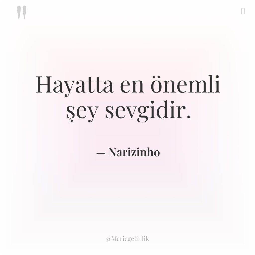 Hayatta en önemli şey sevgidir.