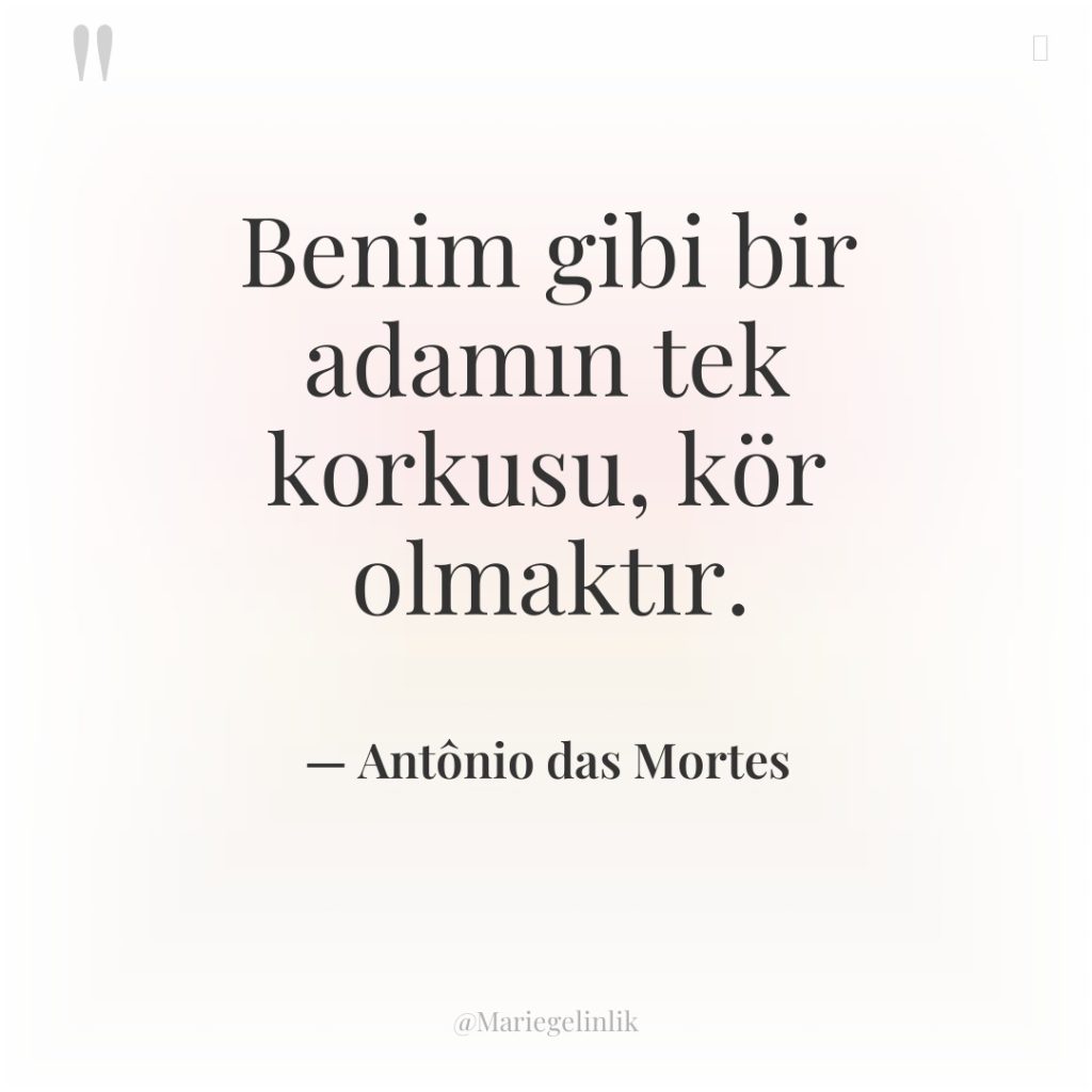 Benim gibi bir adamın tek korkusu, kör olmaktır.