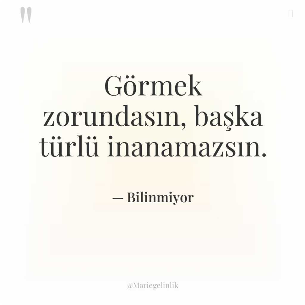 Görmek zorundasın, başka türlü inanamazsın.