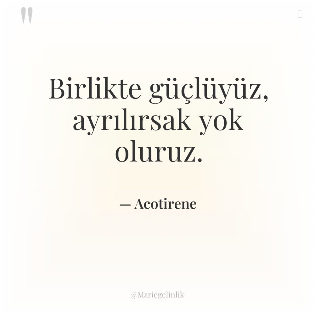 Birlikte güçlüyüz, ayrılırsak yok oluruz.